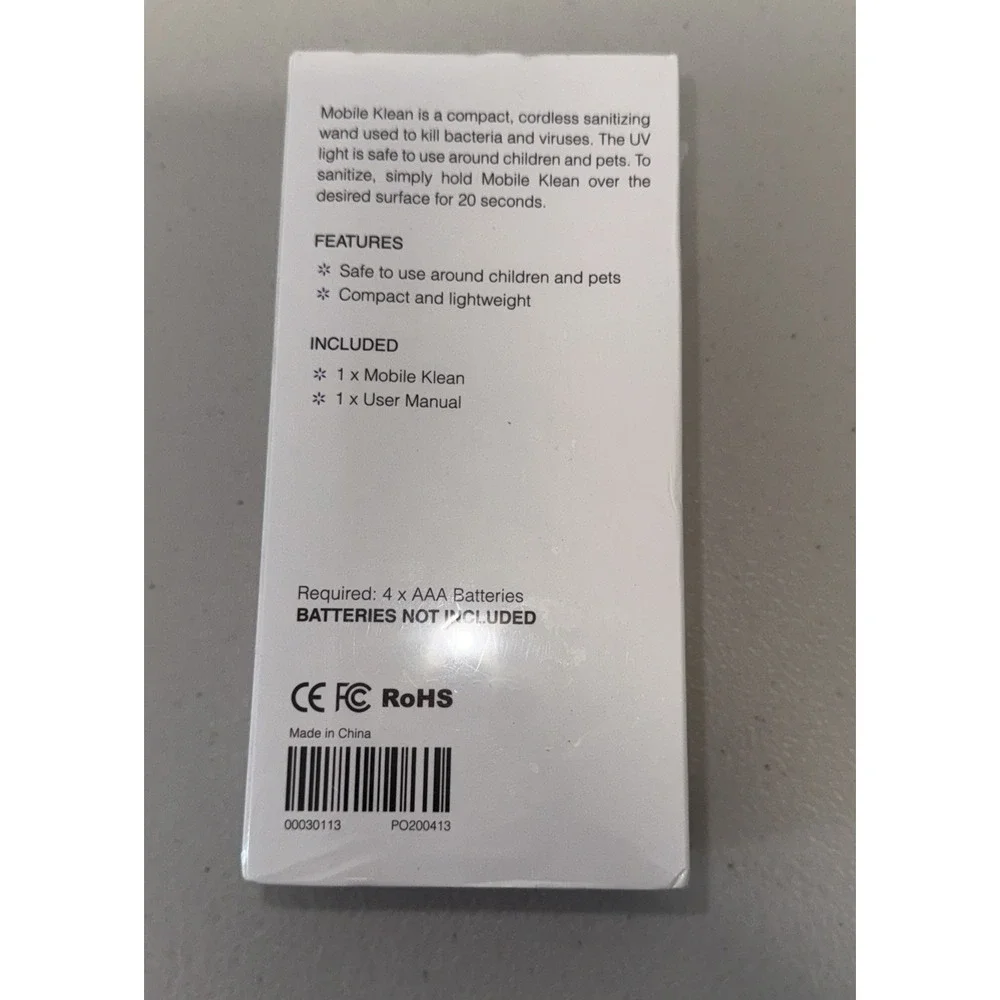 Mobile Klean‎ Portable Sanitizing Wand- New